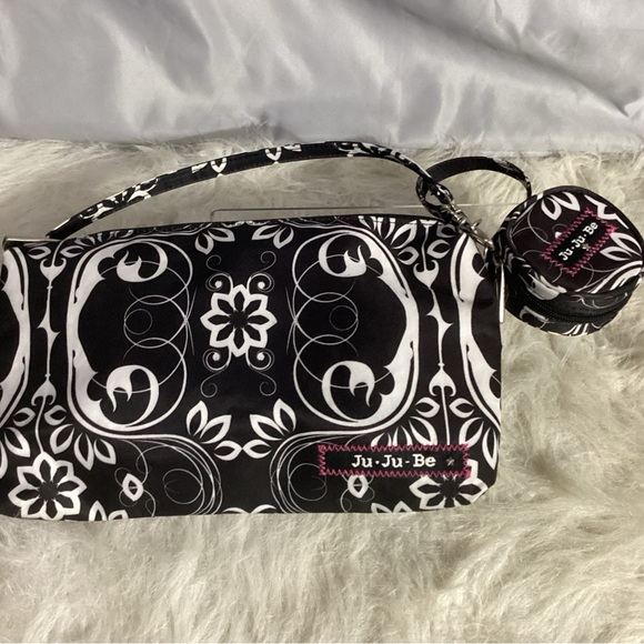 Ju-Ju-Be Large Floral Zippered Black & White Accessories Bag & Small Round Pouch - Picture 14 of 14
